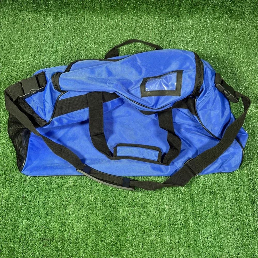 Vintage Polo Sport Ralph Lauren Duffle Bag Royal Blue Black Travel Gym Weekender